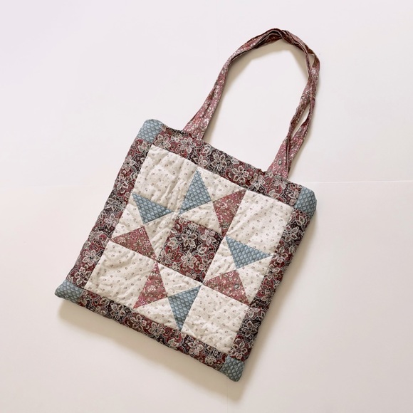 Hand Crafted Handbags - 🌲 Handmade Vintage Quilted Tote Bag Free People Inspo